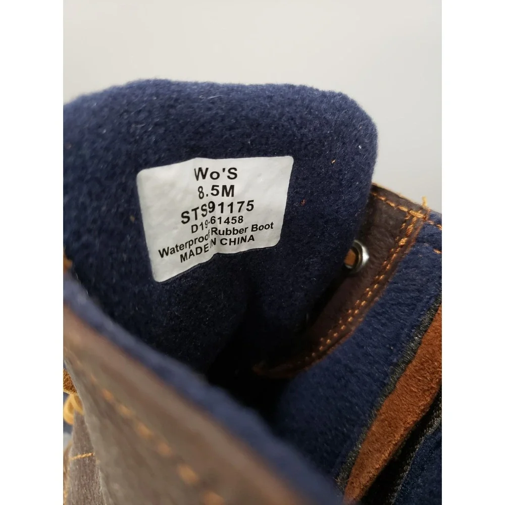 NEW NO BOX SZ 8 Sperry Saltwater Waterproof Duck Rain Boots Blue Brown Leather
